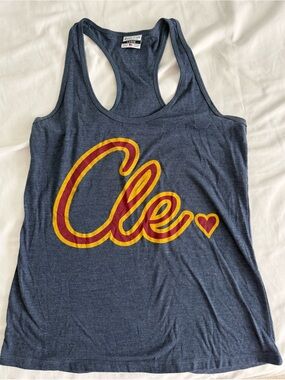 Cle Script Racerback Tank - Navy with Maroon & Gold Script